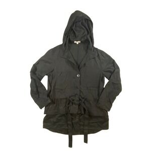 VETTA Black Hooded Utility Jacket